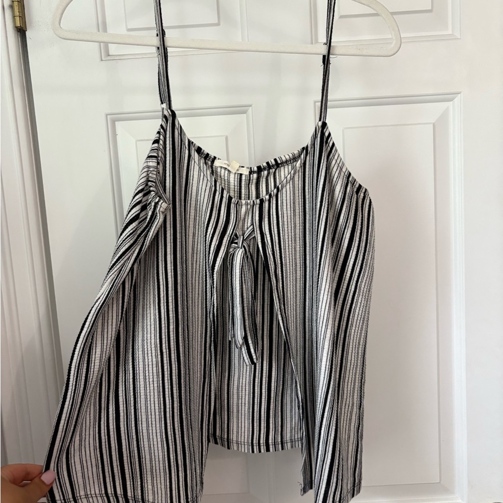 Maurices Black and White Tie Front Camisole